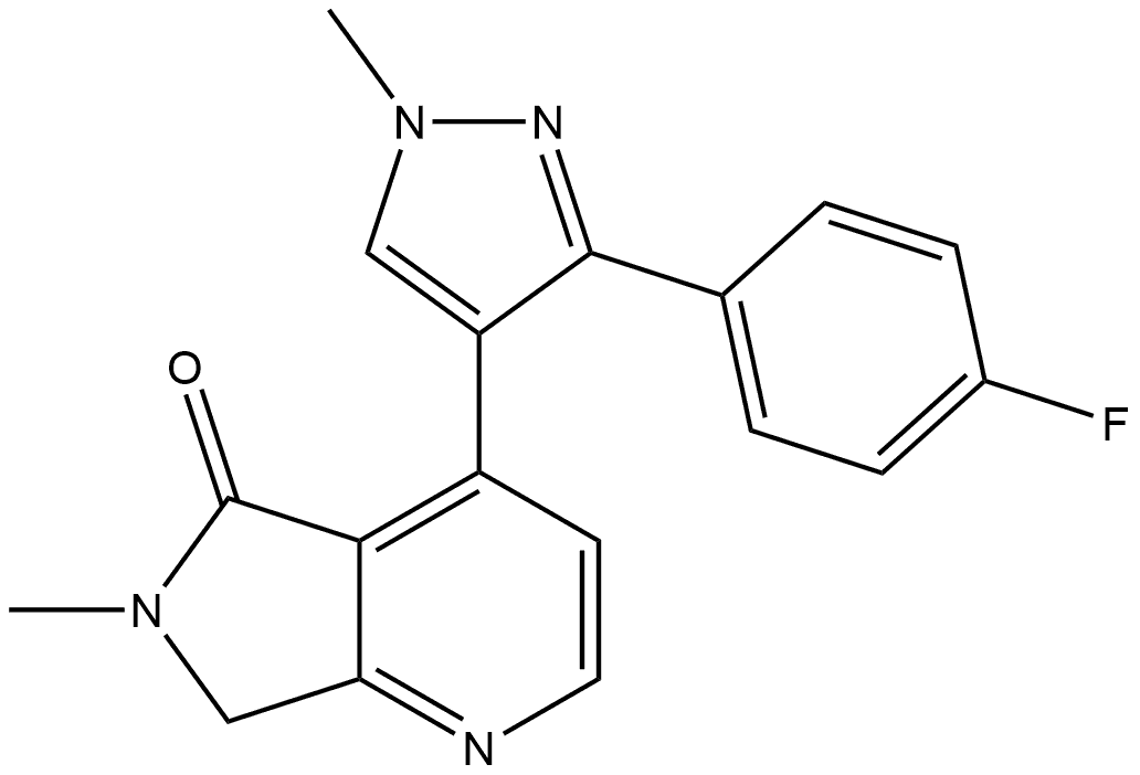 5H-Pyrrolo[3,4-b]pyridin-5-one, 4-[3-(4-fluorophenyl)-1-methyl-1H-pyrazol-4-yl]-6,7-dihydro-6-methyl- 结构式