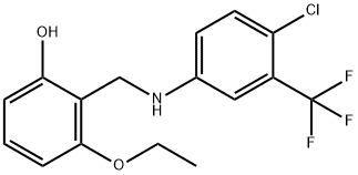 2-[[[4-Chloro-3-(trifluoromethyl)phenyl]amino]methyl]-3-ethoxyphenol 结构式