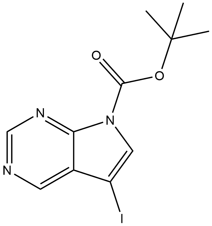 5-碘-7H-吡咯并[2,3-D]嘧啶-7-羧酸叔丁酯 结构式