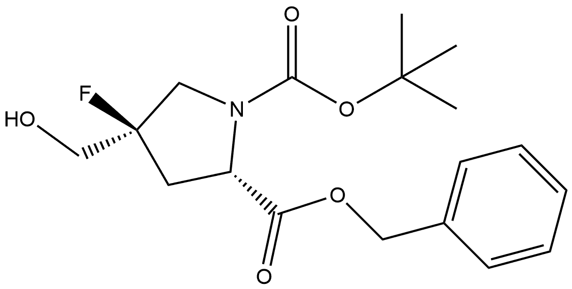 (2S,4R)-N-BOC-4-氟-4-(羟甲基)吡咯烷-2-羧酸苄酯 结构式