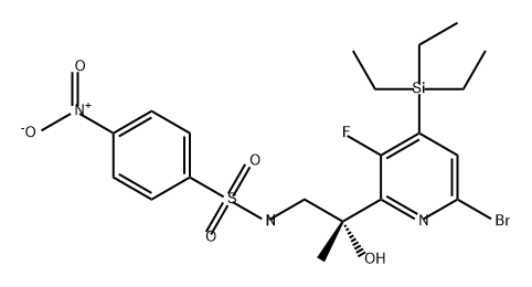 Benzenesulfonamide, N-[(2R)-2-[6-bromo-3-fluoro-4-(triethylsilyl)-2-pyridinyl]-2-hydroxypropyl]-4-nitro- 结构式