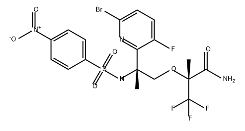 Propanamide, 2-[(2R)-2-(6-bromo-3-fluoro-2-pyridinyl)-2-[[(4-nitrophenyl)sulfonyl]amino]propoxy]-3,3,3-trifluoro-2-methyl-, (2R)- 结构式