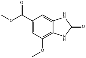 1H-Benzimidazole-5-carboxylic acid, 2,3-dihydro-7-methoxy-2-oxo-, methyl ester 结构式