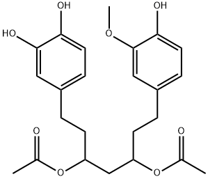 1,2-Benzenediol, 4-[3,5-bis(acetyloxy)-7-(4-hydroxy-3-methoxyphenyl)heptyl]- 结构式