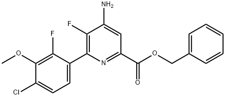 2-Pyridinecarboxylic acid, 4-amino-6-(4-chloro-2-fluoro-3-methoxyphenyl)-5-fluoro-, phenylmethyl ester 结构式