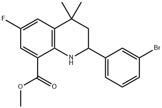 8-Quinolinecarboxylic acid, 2-(3-bromophenyl)-6-fluoro-1,2,3,4-tetrahydro-4,4-dimethyl-, methyl ester 结构式