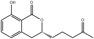 1H-2-Benzopyran-1-one, 3,4-dihydro-8-hydroxy-3-(4-oxopentyl)-, (3R)- 结构式