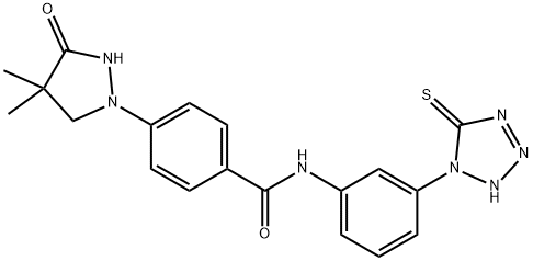 N-[3-(2,5-二氢-5-硫代氧基-1H-四唑-1-基)苯基]-4-(4,4-二甲基-3-氧代-1-吡唑烷基)苯甲酰胺 结构式