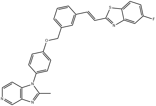 1H-Imidazo[4,5-c]pyridine, 1-[4-[[3-[(1E)-2-(5-fluoro-2-benzothiazolyl)ethenyl]phenyl]methoxy]phenyl]-2-methyl- 结构式