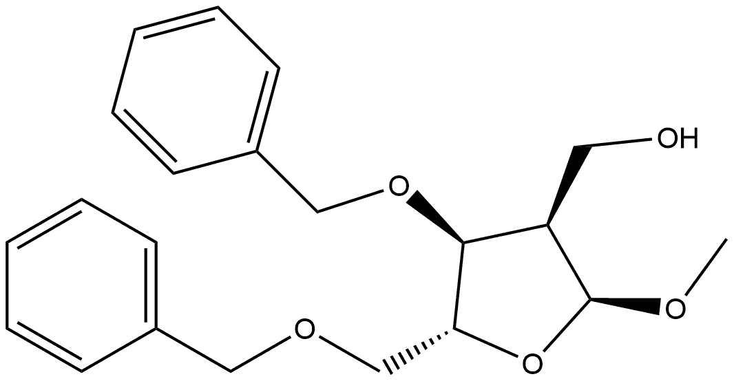 methyl 3,5-di-O-benzyl-2-deoxy-2-α-hydroxymethyl-α-D-ribofuranoside 结构式