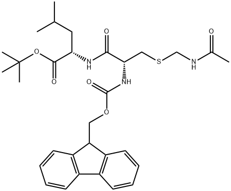 L-Leucine, S-[(acetylamino)methyl]-N-[(9H-fluoren-9-ylmethoxy)carbonyl]-L-cysteinyl-, 1,1-dimethylethyl ester 结构式