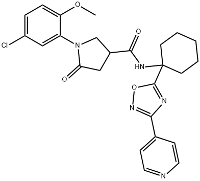 1-(5-Chloro-2-methoxyphenyl)-5-oxo-n-[1-(3-pyridin-4-yl-1,2,4-oxadiazol-5-yl)cyclohexyl]pyrrolidine-3-carboxamide 结构式