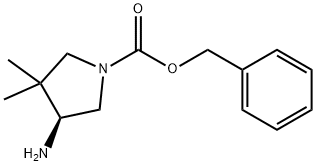1-Pyrrolidinecarboxylic acid, 4-amino-3,3-dimethyl-, phenylmethyl ester, (4S)- 结构式