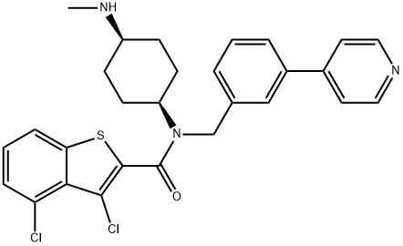 Benzo[b]thiophene-2-carboxamide, 3,4-dichloro-N-[cis-4-(methylamino)cyclohexyl]-N-[[3-(4-pyridinyl)phenyl]methyl]- 结构式