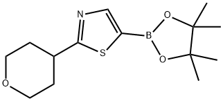 2-(四氢-2H-吡喃-4-基)-5-(4,4,5,5-四甲基-1,3,2-二噁硼烷-2-基)噻唑 结构式