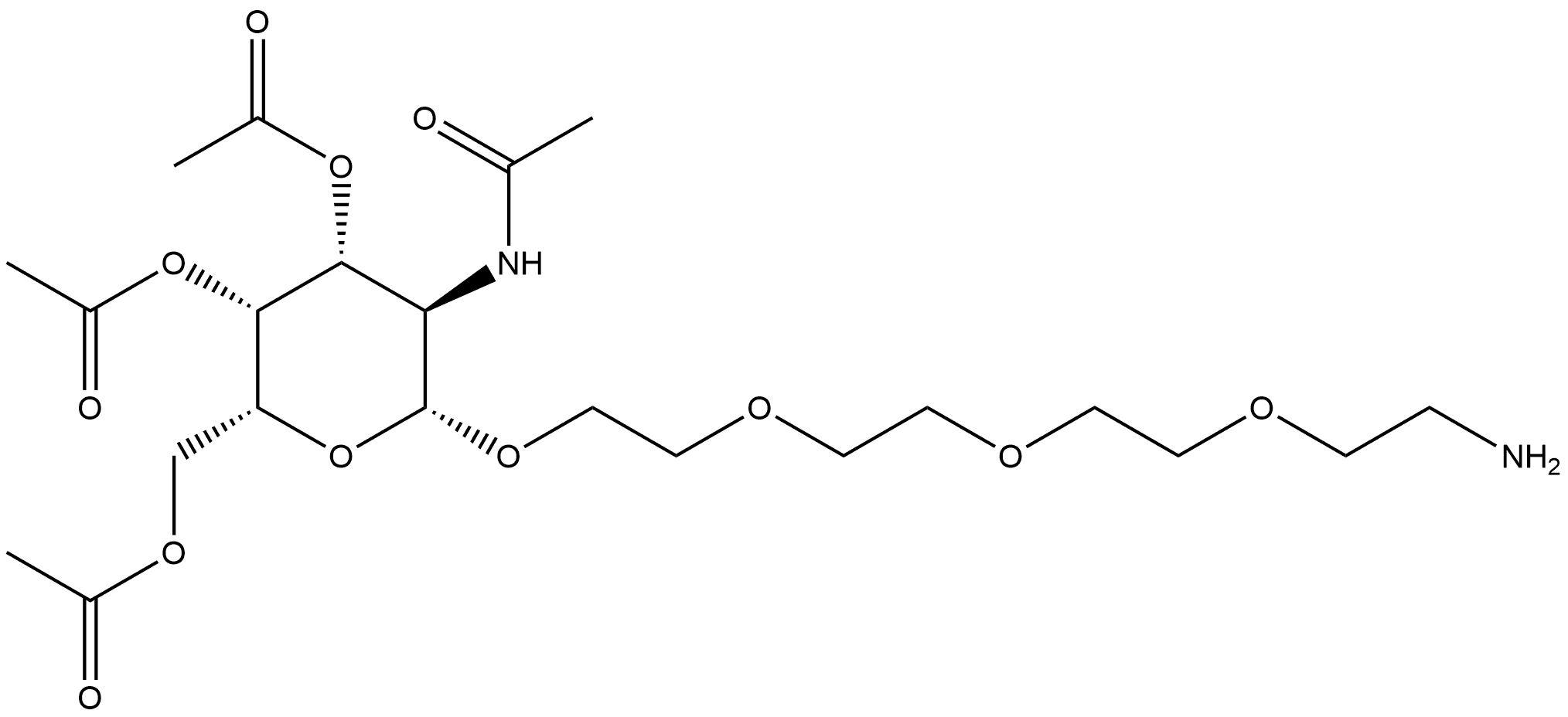 β-D-Galactopyranoside, 2-[2-[2-(2-aminoethoxy)ethoxy]ethoxy]ethyl 2-(acetylamino)-2-deoxy-, 3,4,6-triacetate 结构式