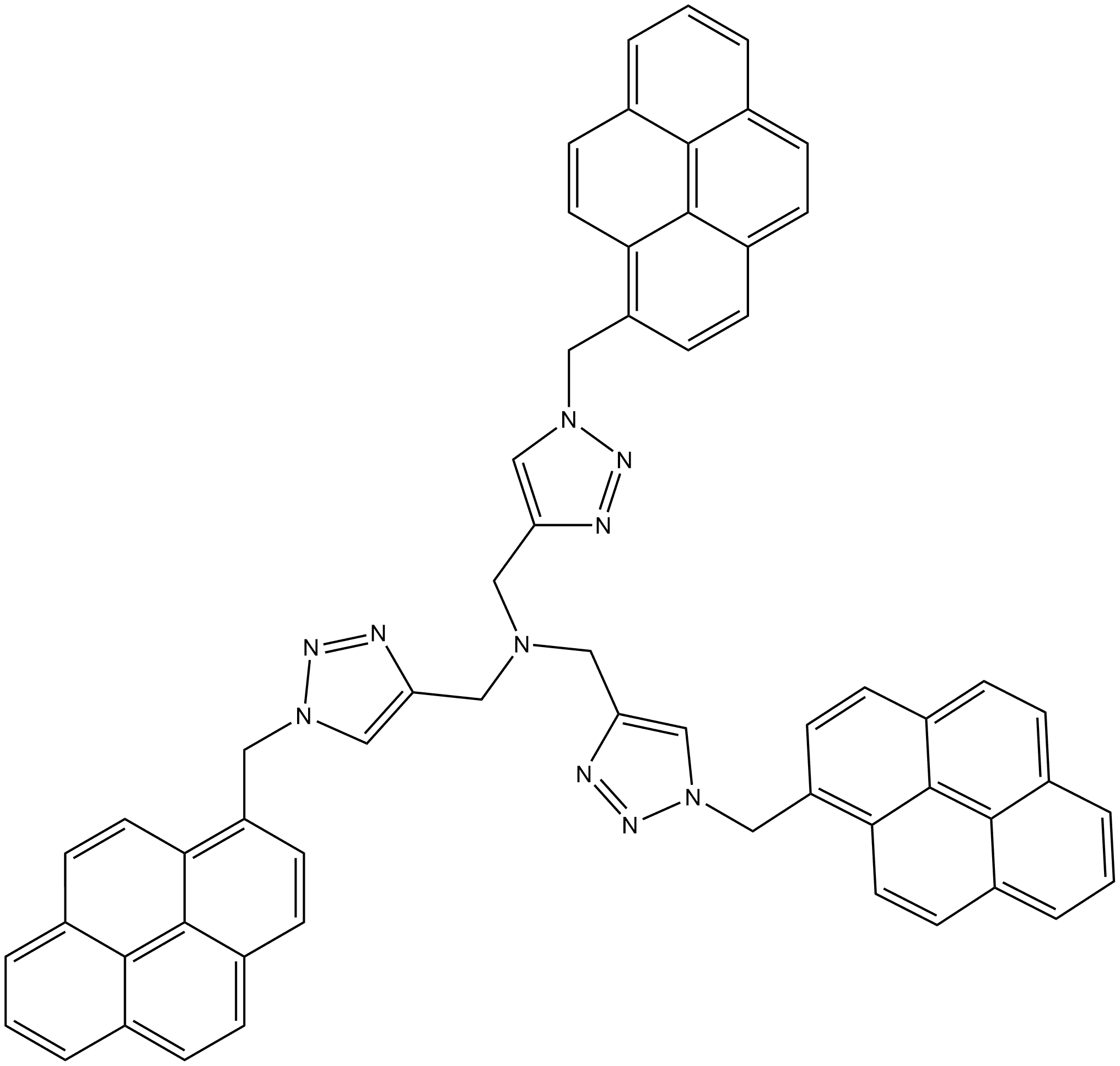 1H-1,2,3-TRIAZOLE-4-METHANAMINE, 1-(1-PYRENYLMETHYL)-N,N-BIS[[1-(1-PYRENYLMETHYL)-1H-1,2,3-TRIAZOL-4 结构式