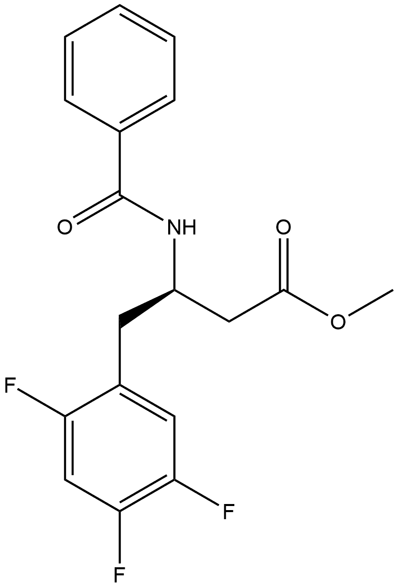 Benzenebutanoic acid, β-(benzoylamino)-2,4,5-trifluoro-, methyl ester, (βR)- 结构式