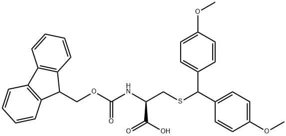 N-α-(9-Fluorenylmethoxycarbonyl)-S-(4,4'-dimethoxydiphenylmethyl)-L-cysteine 结构式