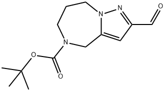 4H-Pyrazolo[1,5-a][1,4]diazepine-5(6H)-carboxylic acid, 2-formyl-7,8-dihydro-, 1,1-dimethylethyl ester 结构式