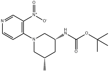 Carbamic acid, N-[(3R,5S)-5-methyl-1-(3-nitro-4-pyridinyl)-3-piperidinyl]-, 1,1-dimethylethyl ester 结构式