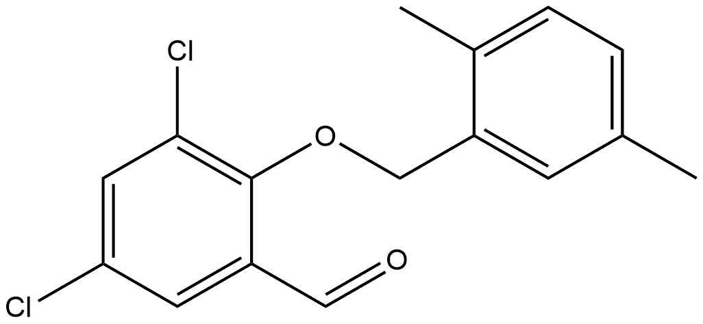 3,5-Dichloro-2-[(2,5-dimethylphenyl)methoxy]benzaldehyde 结构式