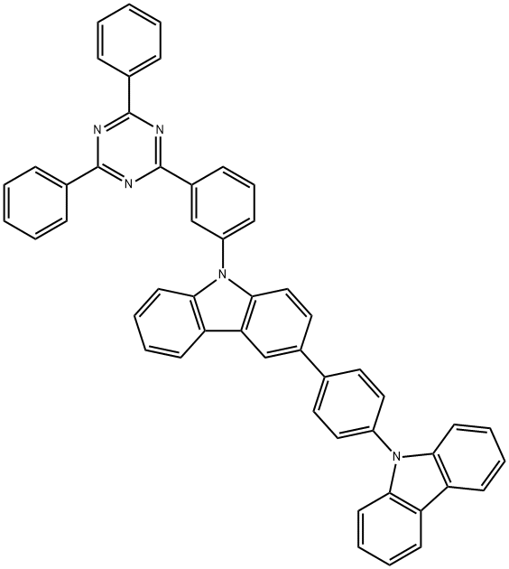 3-(4-(9H-咔唑-9-基)苯基)-9-(3-(4,6-二苯基-1,3,5-三嗪-2-基)苯基)-9H-咔唑 结构式