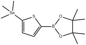 1,3,2-Dioxaborolane, 4,4,5,5-tetramethyl-2-[5-(trimethylstannyl)-2-thienyl]- 结构式