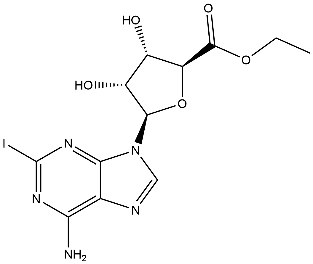 β-D-Ribofuranuronic acid, 1-(6-amino-2-iodo-9H-purin-9-yl)-1-deoxy-, ethyl ester 结构式