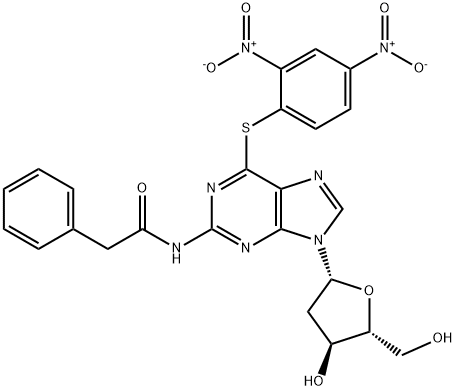 S6-(2,4-DINITROPHENYL)-N2-PHENYLACETYL-2''-DEOXYTHIOGUANOSINE 结构式