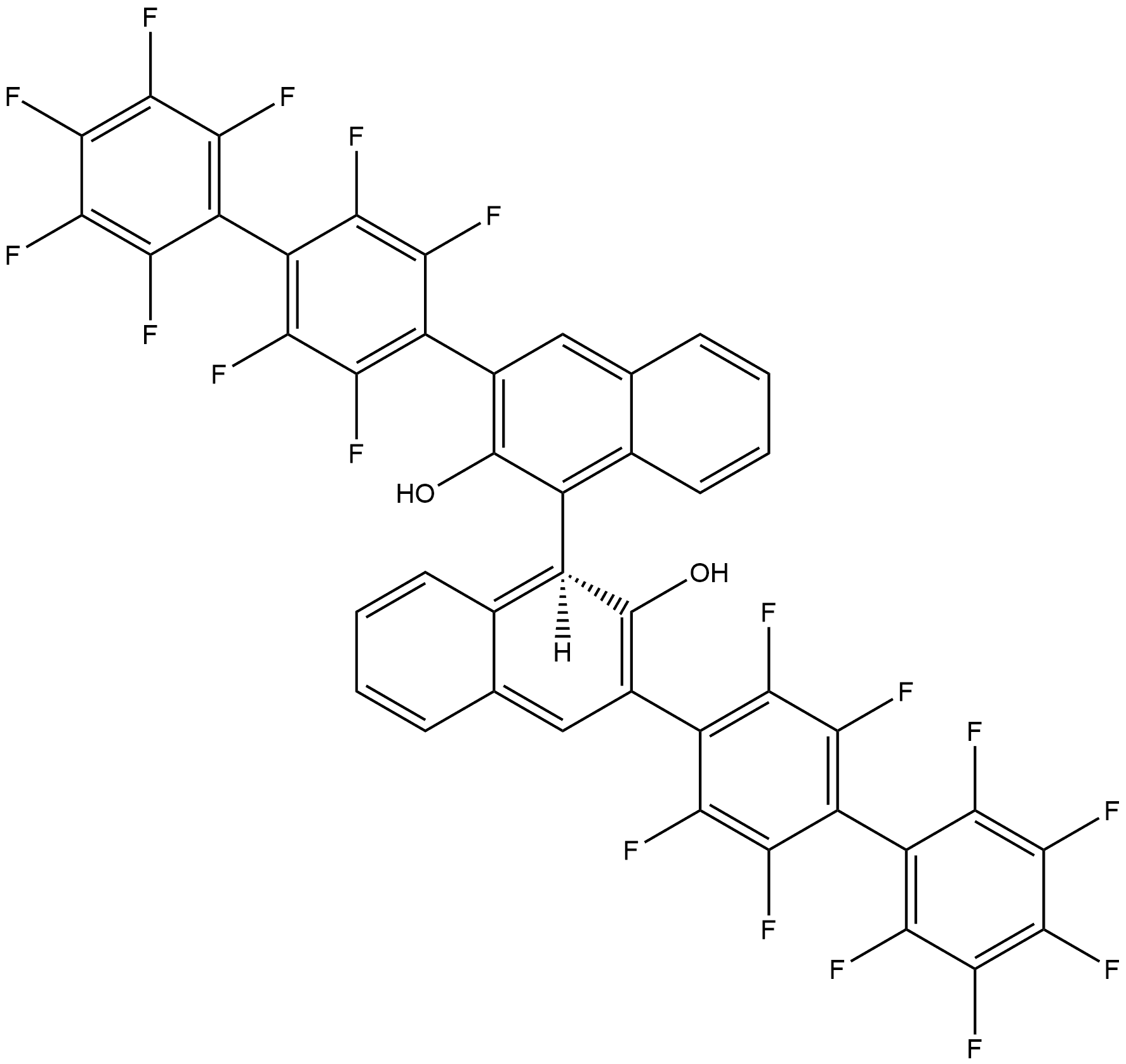 (3R)-3,3'-bis(perfluoro-[1,1'-biphenyl]-4-yl)-[1,1'-binaphthalene]-2,2'-diol 结构式