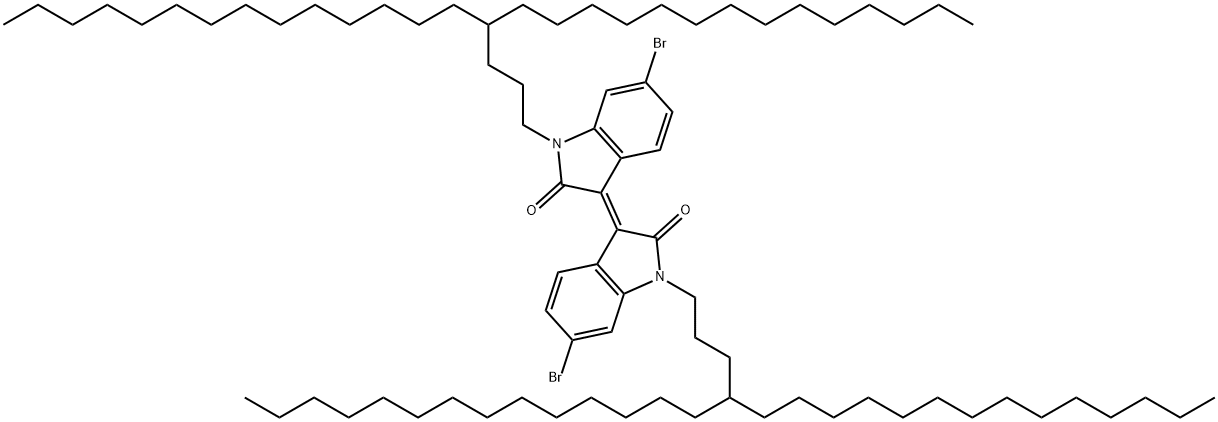 2H-Indol-2-one, 6-bromo-3-[6-bromo-1,2-dihydro-2-oxo-1-(4-tetradecyloctadecyl)-3H-indol-3-ylidene]-1,3-dihydro-1-(4-tetradecyloctadecyl)-, (3E)- 结构式