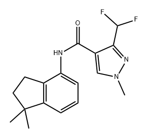 1H-Pyrazole-4-carboxamide, 3-(difluoromethyl)-N-(2,3-dihydro-1,1-dimethyl-1H-inden-4-yl)-1-methyl- 结构式
