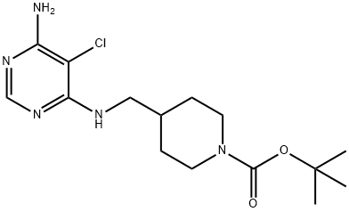 1-Piperidinecarboxylic acid, 4-[[(6-amino-5-chloro-4-pyrimidinyl)amino]methyl]-, 1,1-dimethylethyl ester 结构式