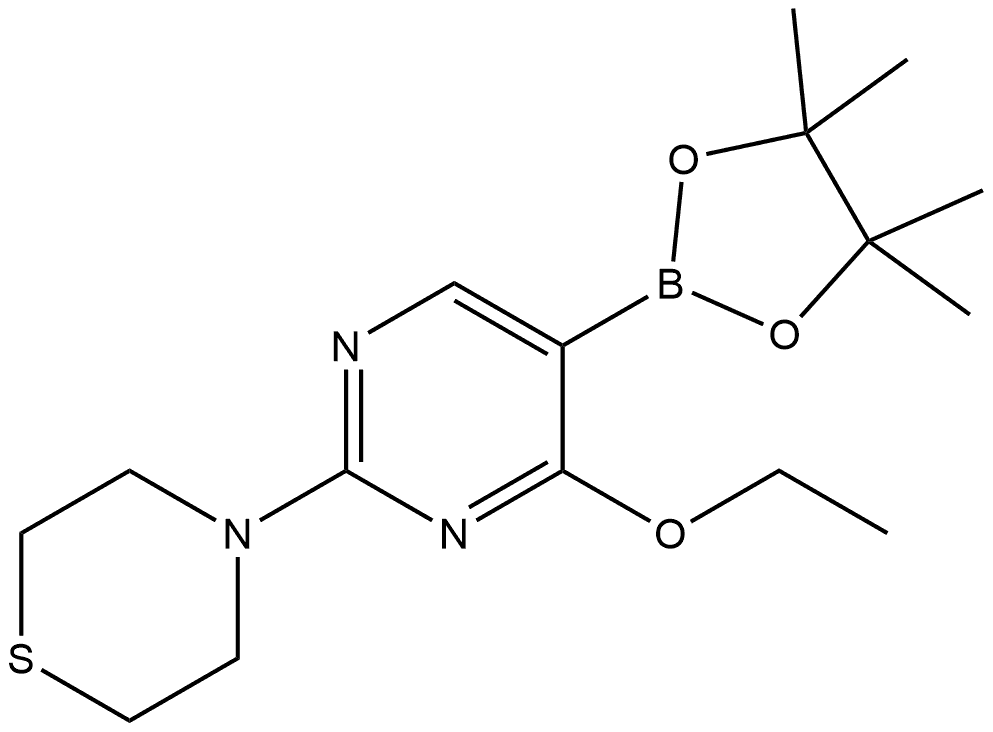 4-[4-Ethoxy-5-(4,4,5,5-tetramethyl-1,3,2-dioxaborolan-2-yl)-2-pyrimidinyl]thi... 结构式