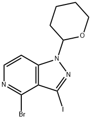 4-Bromo-3-iodo-1-(tetrahydro-2H-pyran-2-yl)-1H-pyrazolo[4,3-c]pyridine 结构式