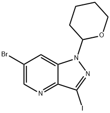 6-Bromo-3-iodo-1-(tetrahydro-2H-pyran-2-yl)-1H-pyrazolo[4,3-b]pyridine 结构式