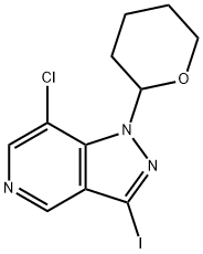 7-Chloro-3-iodo-1-(tetrahydro-2H-pyran-2-yl)-1H-pyrazolo[4,3-c]pyridine 结构式