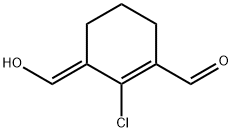 (E)-2-氯-3-(羟甲烯基)环己烯-1-甲醛 结构式