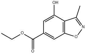 1,2-Benzisoxazole-6-carboxylic acid, 4-hydroxy-3-methyl-, ethyl ester 结构式