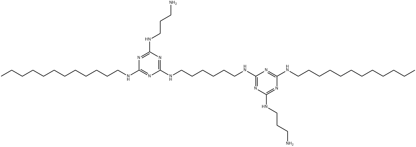 N2,N2'-(己烷-1,6-二酰基)双(N4-(3-氨基丙基)-N6-十二烷基-1,3,5-三嗪-2,4,6-三胺) 结构式