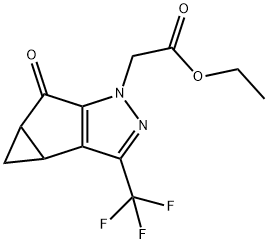2-(5-氧代-3-(三氟甲基)-3B,4,4A,5-四氢-1H-环丙烷[3,4]环戊[1,2-C]吡唑-1-基)乙酸乙酯 结构式