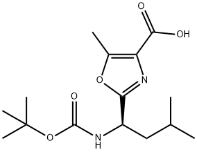 2-{(1R)-1-[(tert-butoxycarbonyl)amino]-3-methylbutyl}-5-methyl-1,3-oxazole-4-carboxylic acid 结构式