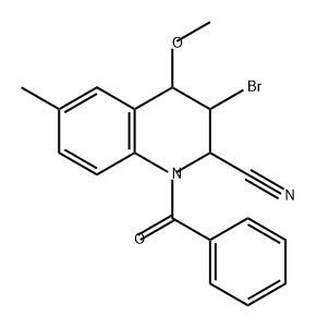 2-Quinolinecarbonitrile, 1-benzoyl-3-bromo-1,2,3,4-tetrahydro-4-methoxy-6-methyl- 结构式