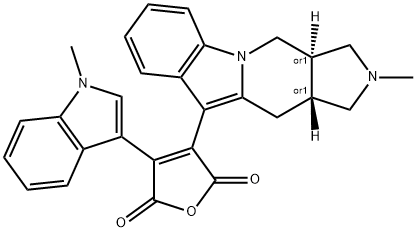 2,5-Furandione, 3-(2,3,3a,4,11,11a-hexahydro-2-methyl-1H-pyrrolo3,4:4,5pyrido1,2-aindol-10-yl)-4-(1-methyl-1H-indol-3-yl)-, trans- 结构式