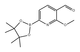 2-甲氧基-6-(4,4,5,5-四甲基-1,3,2-二氧苯甲醛-2-基)烟醛 结构式