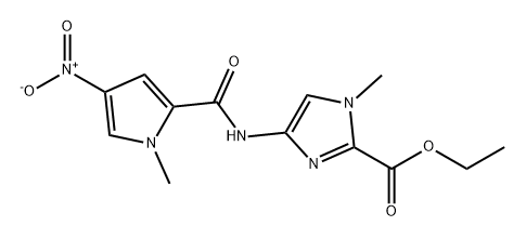 1H-Imidazole-2-carboxylic acid, 1-methyl-4-[[(1-methyl-4-nitro-1H-pyrrol-2-yl)carbonyl]amino]-, ethyl ester 结构式