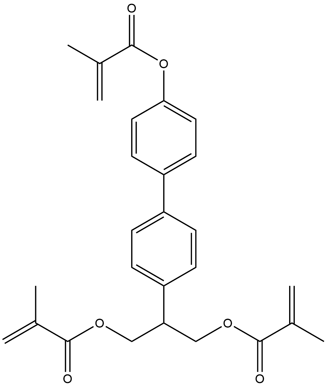 2-(4'-(methacryloyloxy)-[1,1'-biphenyl]-4-yl)propane-1,3-diyl bis(2-methylacrylate) 结构式
