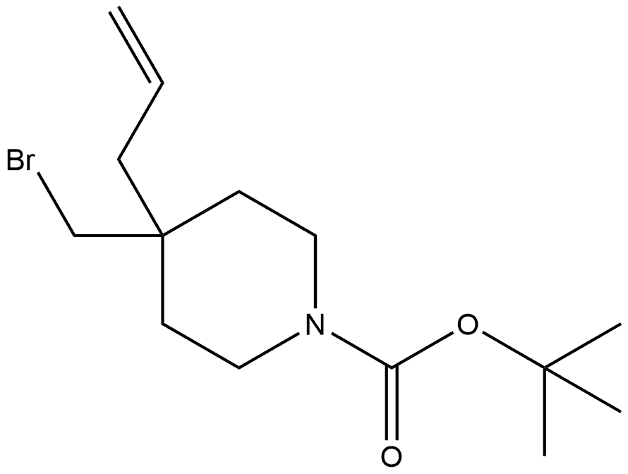 4-烯丙基-4-(溴甲基)哌啶-1-甲酸叔丁酯 结构式