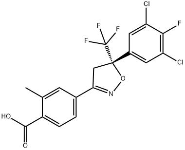 4-[(5S)-5-(3,5-Dichloro-4-fluorophenyl)-4,5-dihydro-5-(trifluoromethyl)-3-isoxazolyl]-2-methylbenzoic acid 结构式